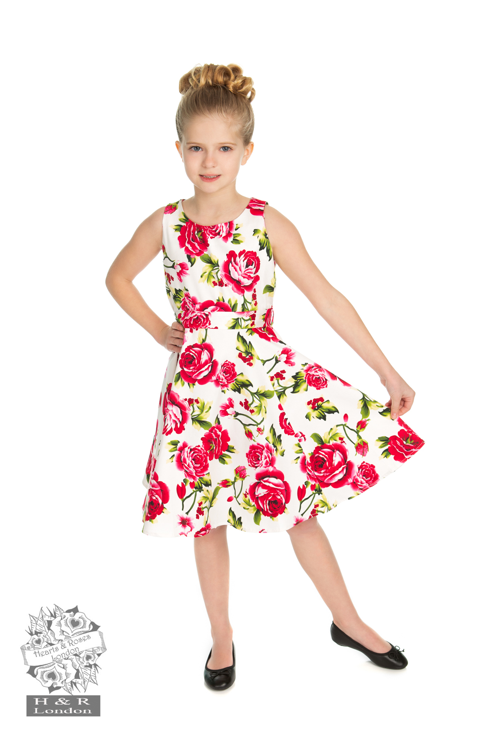 Girls Sweet Rose Swing Dress